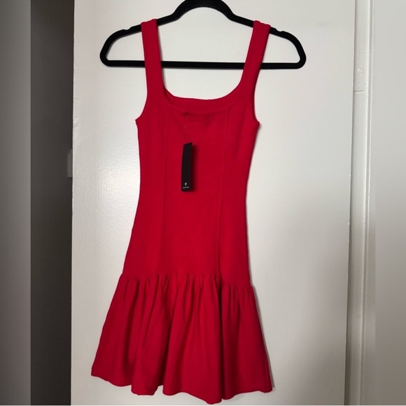 Red Knit Drop Waist Mini Dress - Picture 6 of 6
